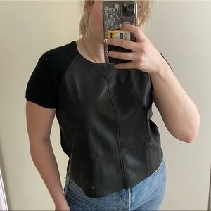 Faux leather T-shirt
